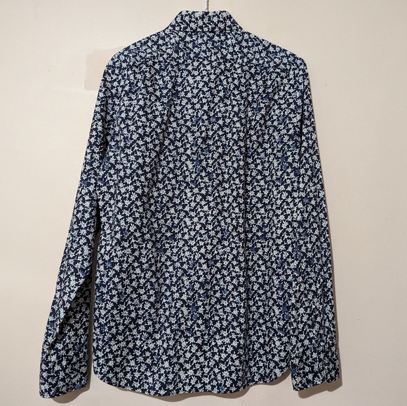 J.Crew Men's Blue White Floral Slim Long Sleeve Button Up Size S 100% Cotton - Picture 10 of 12